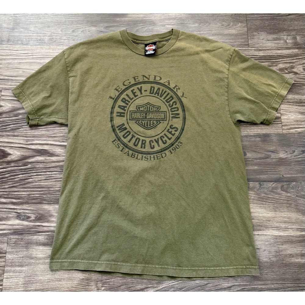 Men's Harley Davidson Green Graphic Tee‎ Shirt XL Vehicle Operations York Pa